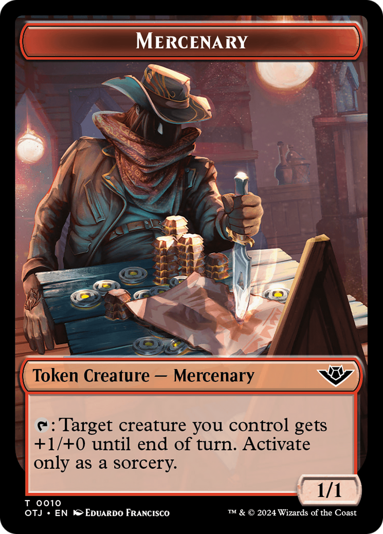 Mercenary // Bird Double-Sided Token [Outlaws of Thunder Junction Tokens]